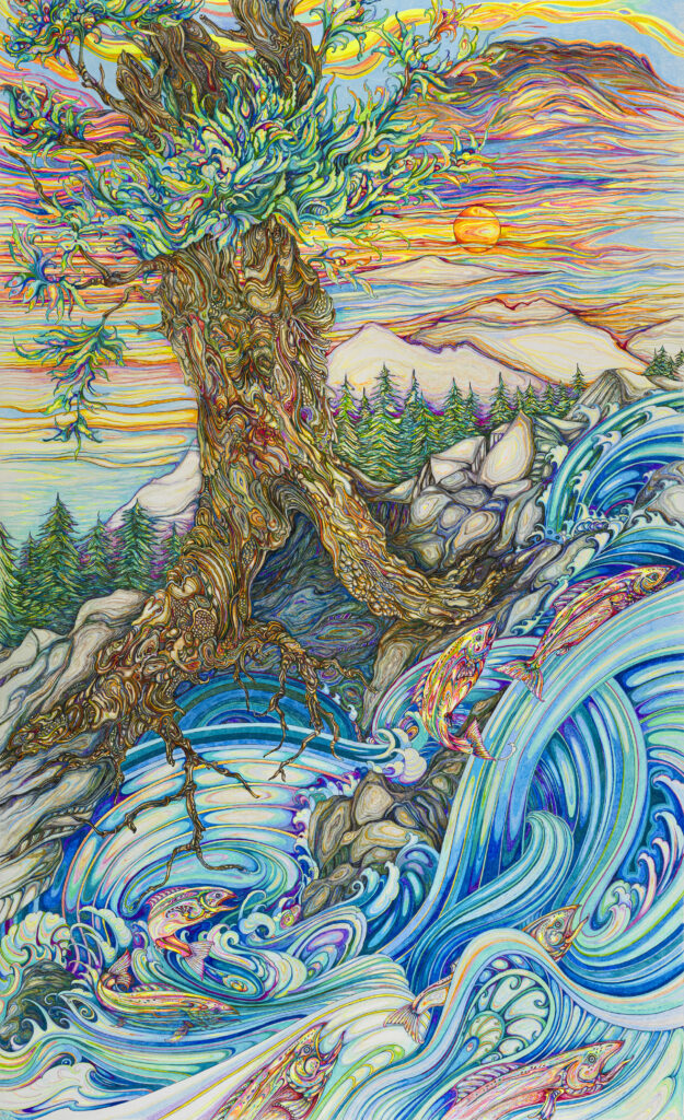 Salmon in Spring by artist ray evans at santa cruz art expressions