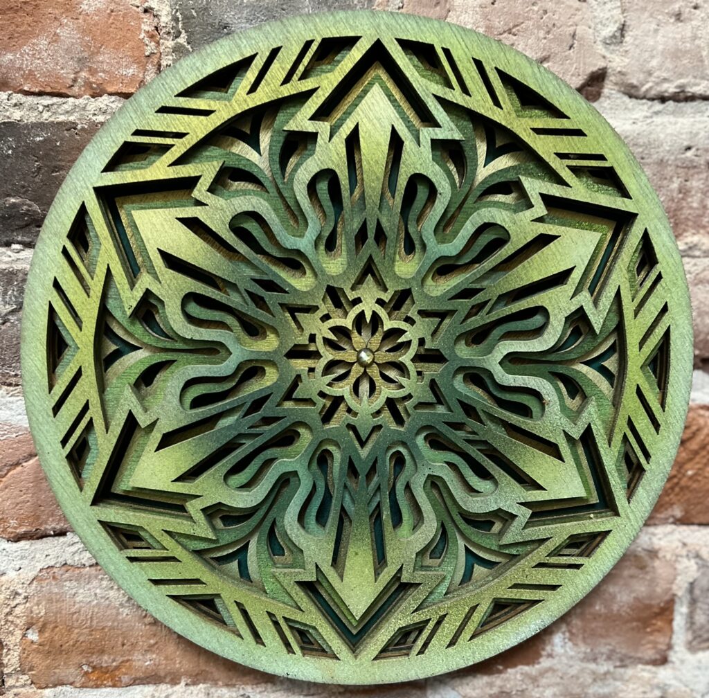 mandala art green by artist adrian rasmussen