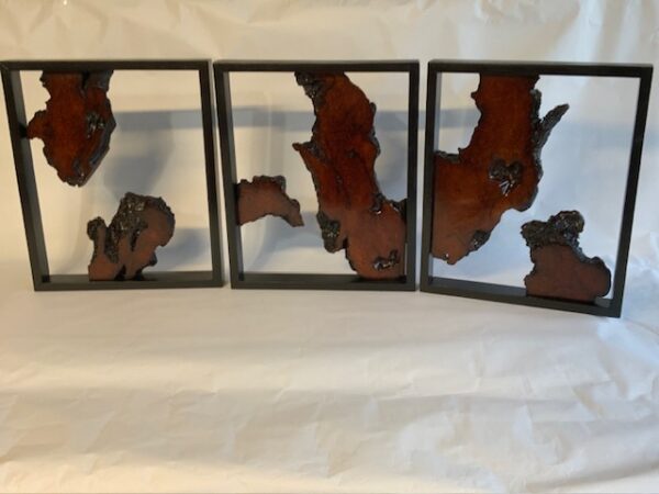 Framed Black Redwood Burl Triptych - Curtis Pieratt - Image 3